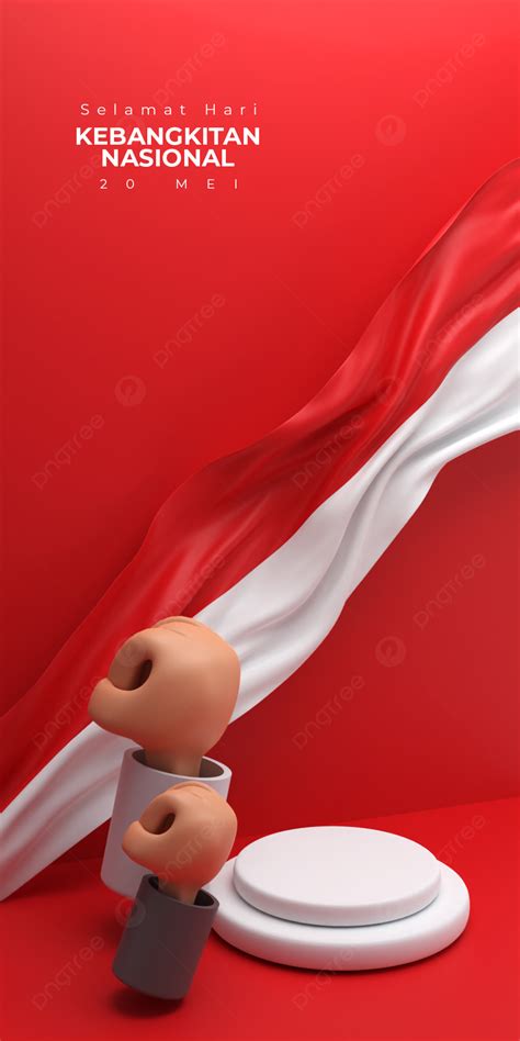 Hari Kebangkitan Nasional Background With Double Fist And Indonesian