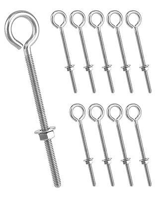 QWORK Eye Bolts 10 Pack 1 4 X 4 Stainless Steel Long Threaded