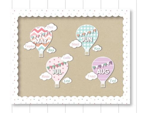 Classroom Birthday Display Hot Air Balloon Birthday Board Bulletin Board Birthday Sign