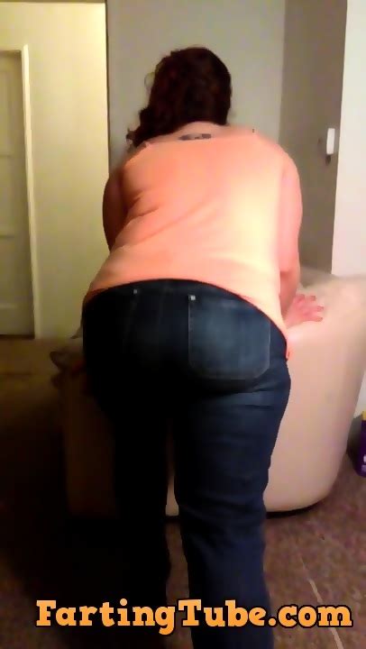 Cute BBW Moves Couch And Rips Huge Sexy Fart In Tight Jeans