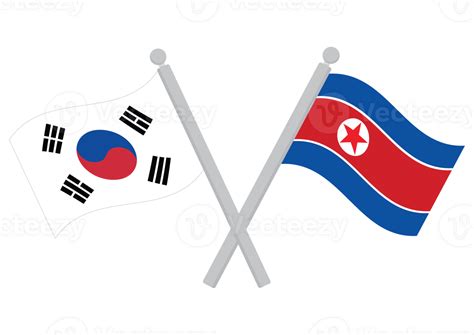 South Korea vs North Korea. Flags of South Korea and North Korea on ...