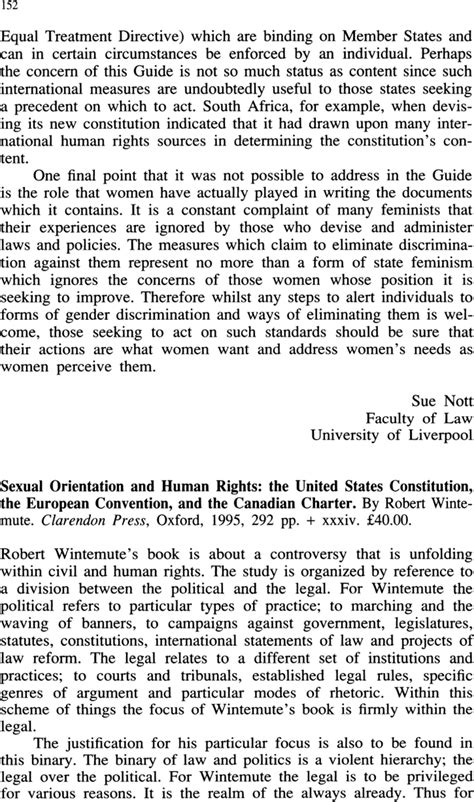 Book Review Sexual Orientation And Human Rights The United States Constitution The European