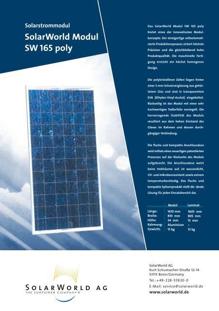 Solarworld Modul Sw 165 Poly Solarstrommodul