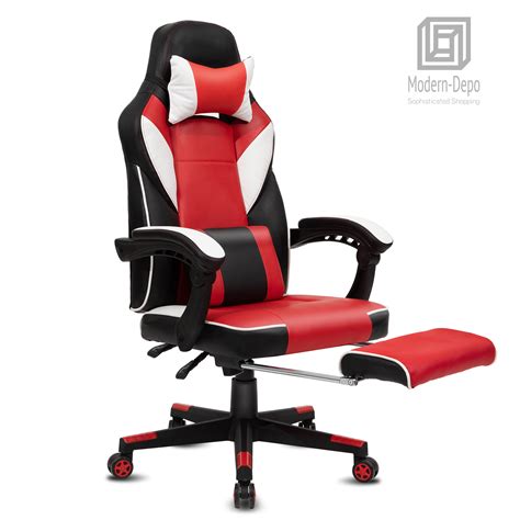 High-Back Ergonomic Swivel Office Chair Gaming Chair with Footrest and Headrest | eBay