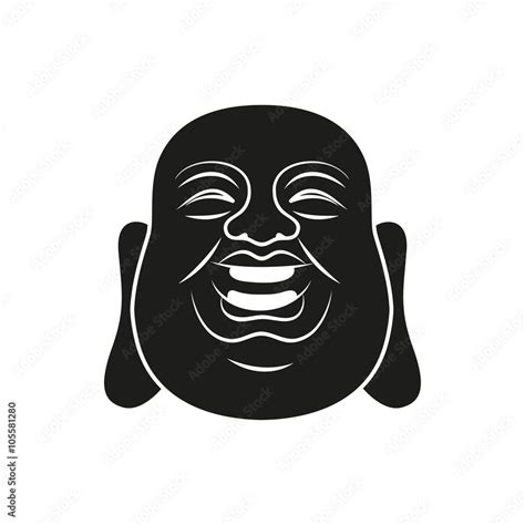 Head of Fat Buddha. Vector illustration isolated on white Stock Vector | Adobe Stock