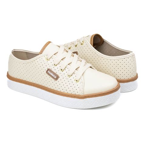 Tenis Da Moleca Feminino - Tênis Feminino Moleca Casual - CREME - 5712205