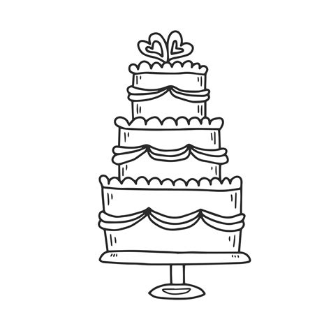 Wedding cake doodle cartoon vector 12955186 Vector Art at Vecteezy