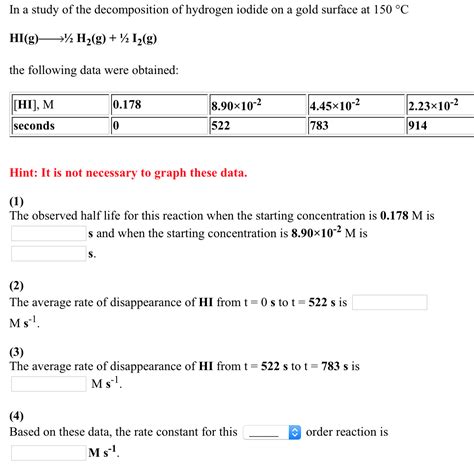 Solved The following data are for the decomposition of | Chegg.com