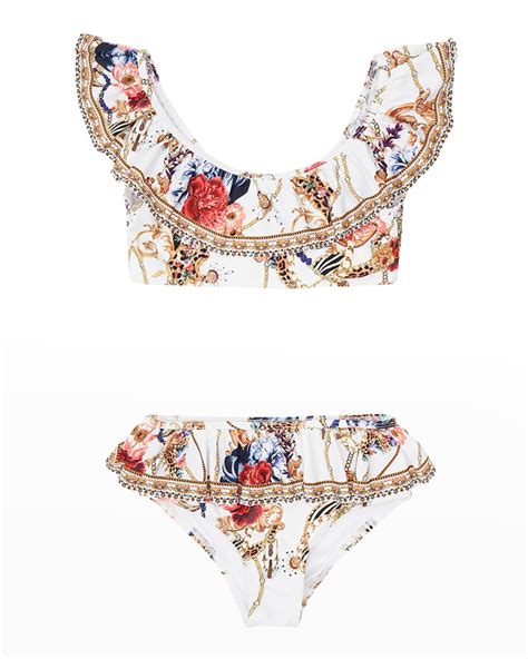 Camilla Girl S Reign Royal Floral 2 Piece Bikini Set Size 4 10