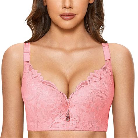 Dondpo Plus Size Lingerie Bras For Women Underwire Bra Lace Floral Bra Unlined Unlined Plus Size