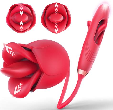 Rose Sex Toys G Spot Vibrator 4 In 1 Mouth Shaped Rose Clitoral Stimulator Adult Sex Toy With
