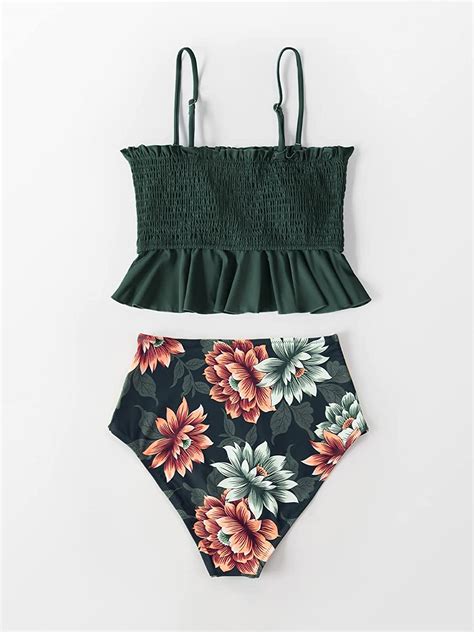 Amazon Cupshe Women S High Waist Bikini Swimsuit Ruffle Two Piece Bathing Suit Clothing