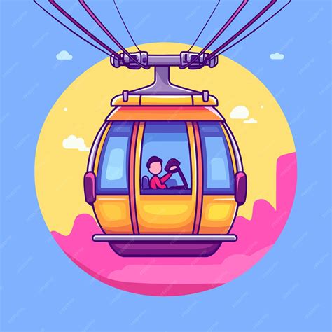 cute cartoon cable car adventure vector illustration premium ai