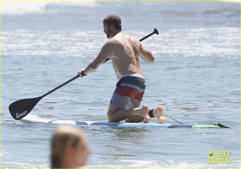 Gerard Butler Goes Shirtless While Hitting The Beach With Bikini Clad Girlfriend Morgan Brown