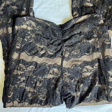 Vintage Black Nude Lace Flare Low Rise Depop