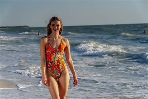 Lovely Blonde Bikini Model Posing Outdoors On A Caribbean Beach Stock Image Image Of Adult
