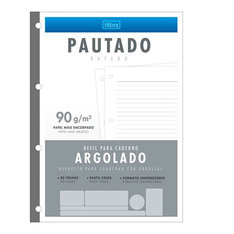 Folha De Fichario Gramatura 90 - Folha de Fichario Universitario Academie 90g/m2 80fls (Tilibra)
