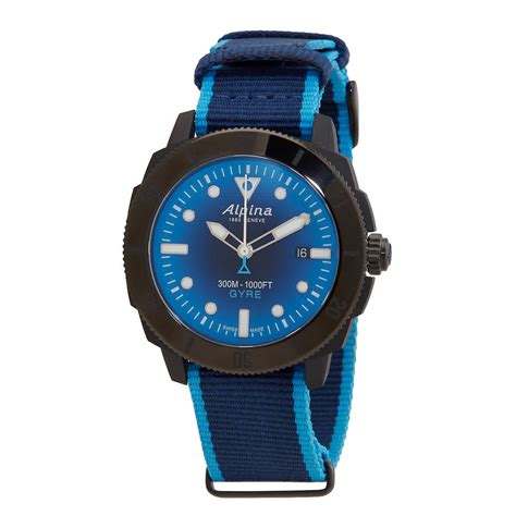 alpinia seastrong diver gyre automatic blue dial mens  al