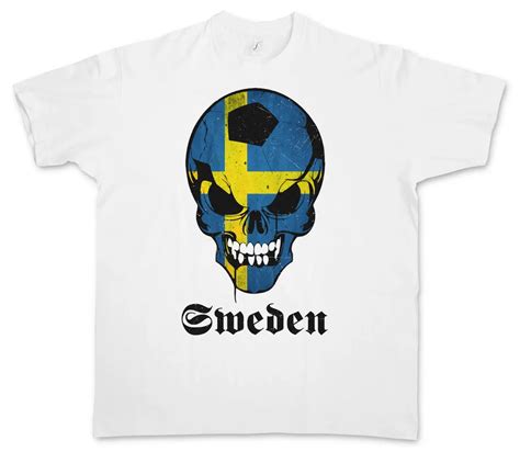 Classic Sweden Footballer Skull Flag T Shirt Fan Hooligan Banner In T