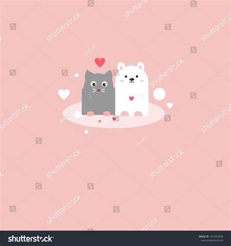 Two Cute Cats Together Love Pajama Stock Vector (Royalty Free