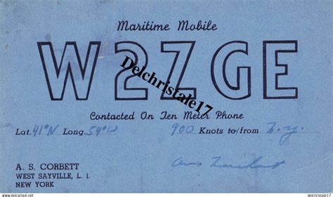 Radio Amateur Carte Radio Qsl Tats Unis Maritime Mobile A S Corbette West