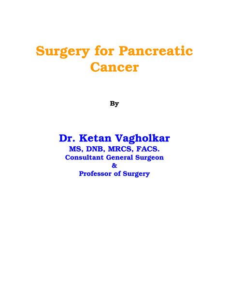 Surgery for pancreatic cancer | PDF