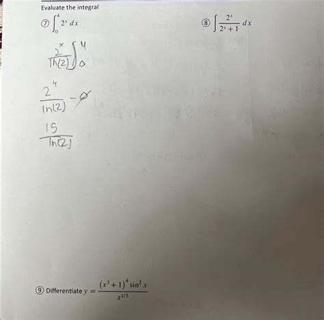 Solved Evaluate The Integral 7 ∫042xdx 8 ∫2x12xdx