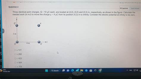 Solved Three Identical Point Charges Q10μc Each Are