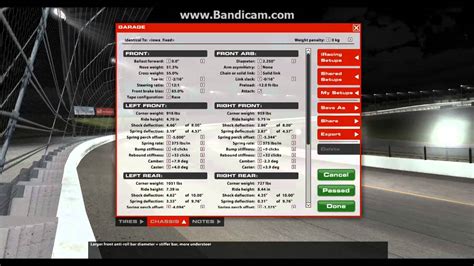 Iracing Oval Setup Cheat Sheet