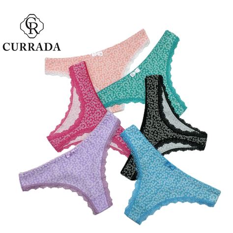 Pieces Set Sexy Thongs Cotton G String Women Underwear Low Waist Panties Bikini Woman Panty