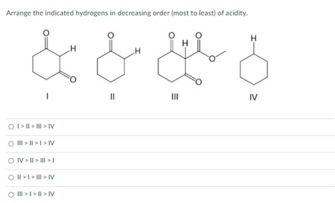 Solved Arrange The Indicated Hydrogens In Decreasing Order Chegg