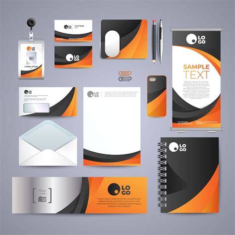 Design De Identidade Corporativa Laranja Vetor Premium