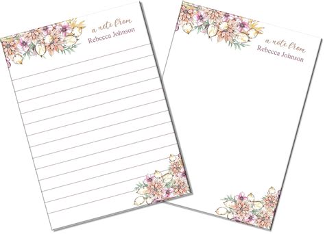 Personalized 5x7 Notepads With Floral Design 2 Pack