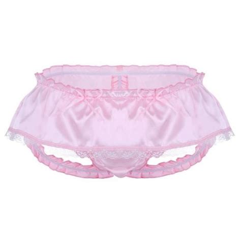 YONGHS Homme Sissy String Sexy Satin Lingerie Erotique Jupe Sous vêtement Gay Slip Underwear M