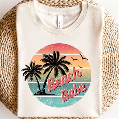 Beach Babe PNG File For Sublimation Retro Sunset Sublimation Beach Babe Palm Trees Png Retro