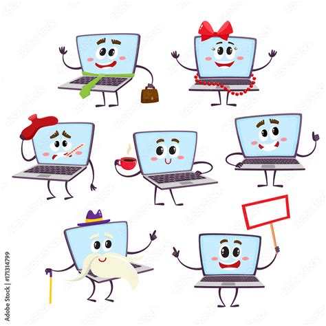 Happy Computer User Cartoon