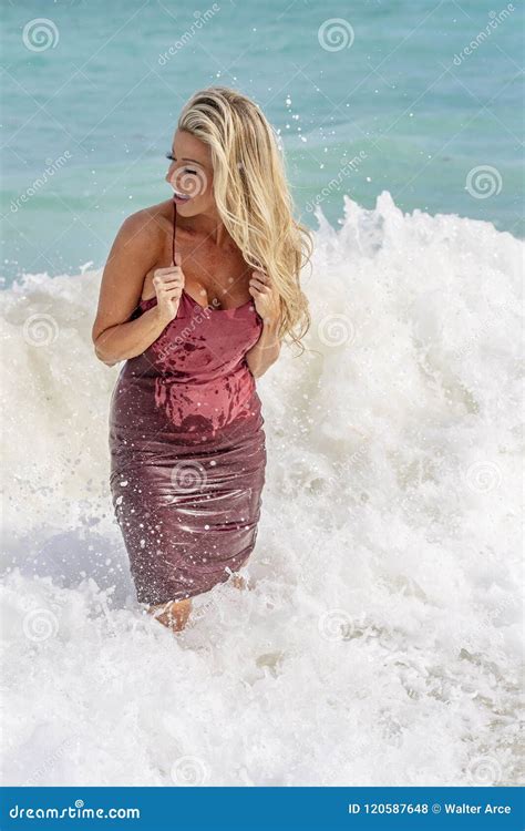 Beautiful Blonde Model Enjoying The Caribbean Environment Stock Photo Image Of Beautiful