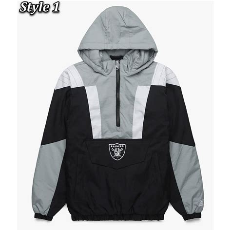 Black And Gray Starter Las Vegas Raiders Hooded Jacket Jackets Masters