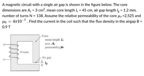 Solved A Magnetic Circuit With A Single Air Gap Is Shown In Chegg