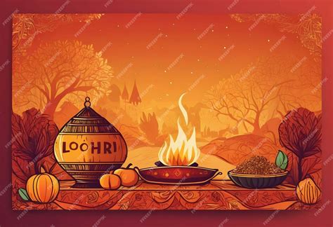 Premium Photo Vector Hand Drawn Horizontal Banner Template For Lohri