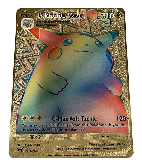 Buy Pikachu Vmax Metal Card Collector S Rare Shiny Rainbow Gold Card