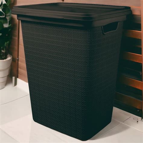 Cesto De Frutas - Cesto Organizador de Roupa Suja Com Tampa em Plástico Juta 45 Litros ...