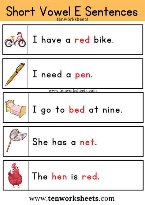 Short Vowel E Words By Teacher Lindsey Phonics Poster