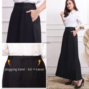 Jual Rok Kerja Panjang Hitam Line A Bahan Semiwoll Eklusif Kantor