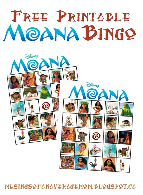 Free Printable Moana Bingo Moana Themed Party Moana Birthday Party