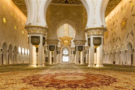 Sheik Zayed Mosque Interior Prayer Hall Stock Photo - Image of inside ...