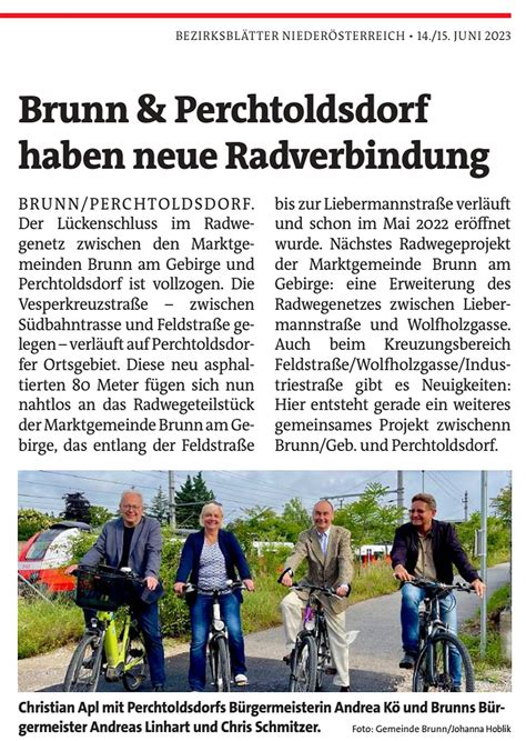 Radweger Ffnungen Hinterbr Hl Gaaden Und Brunn Perchtoldsdorf