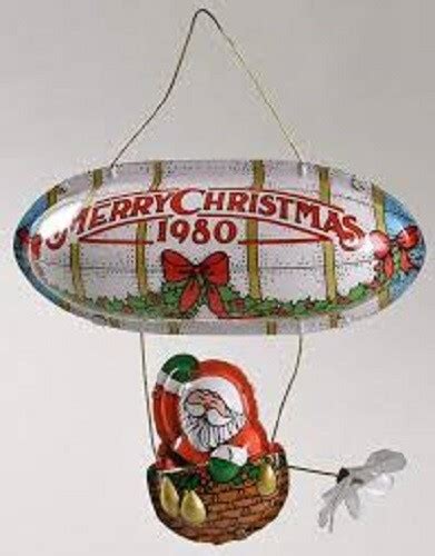 NOS 1980 HALLMARK ORNAMENT SANTAS FLIGHT Hot Air Balloon Pressed