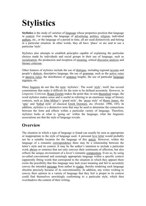 Stylistics (linguistics)