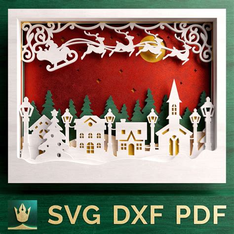 D Layered Christmas Village V Digital Cut File Svg Dxf Pdf